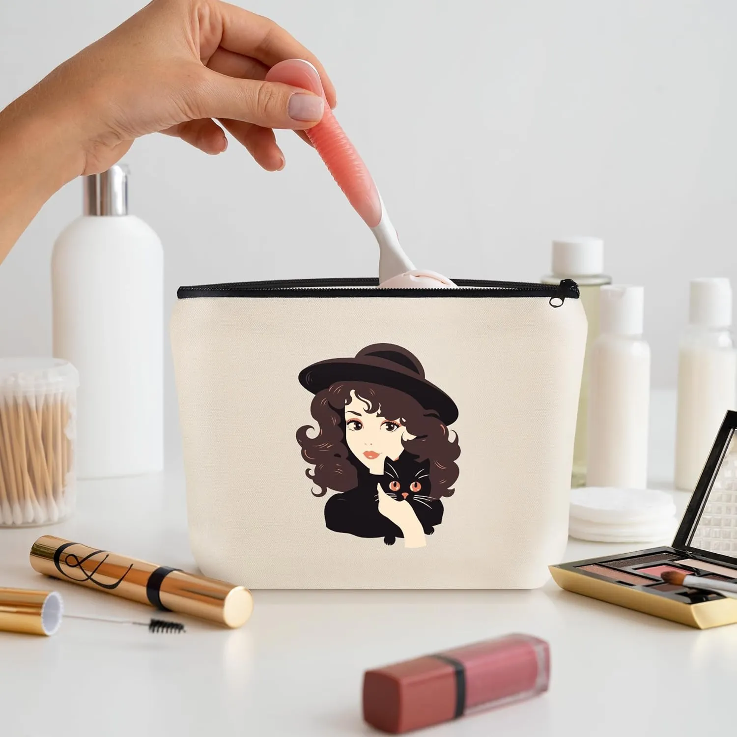 Custom Travel Makeup Bag with Your Photo/Text, Personalized Travel Cosmetic Bag with Picture, Birthday gift for Girls Women