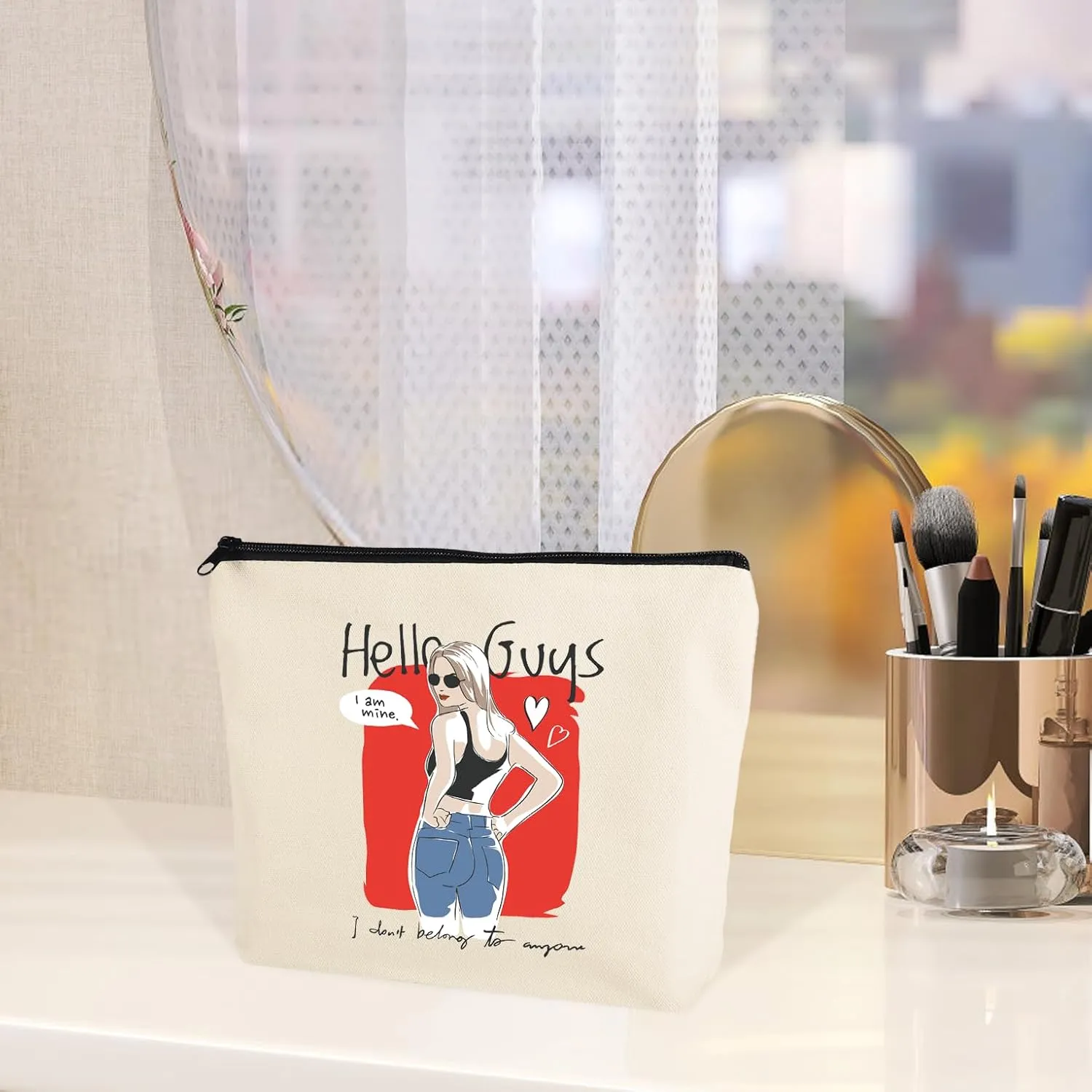 Custom Travel Makeup Bag with Your Photo/Text, Personalized Travel Cosmetic Bag with Picture, Birthday gift for Girls Women