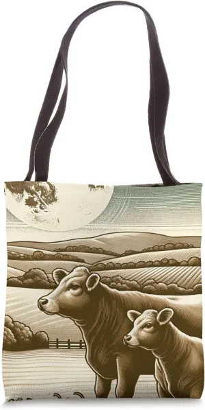Cute Cows Ranch Pasture Rustic Farm Country Western Art Tote Bag