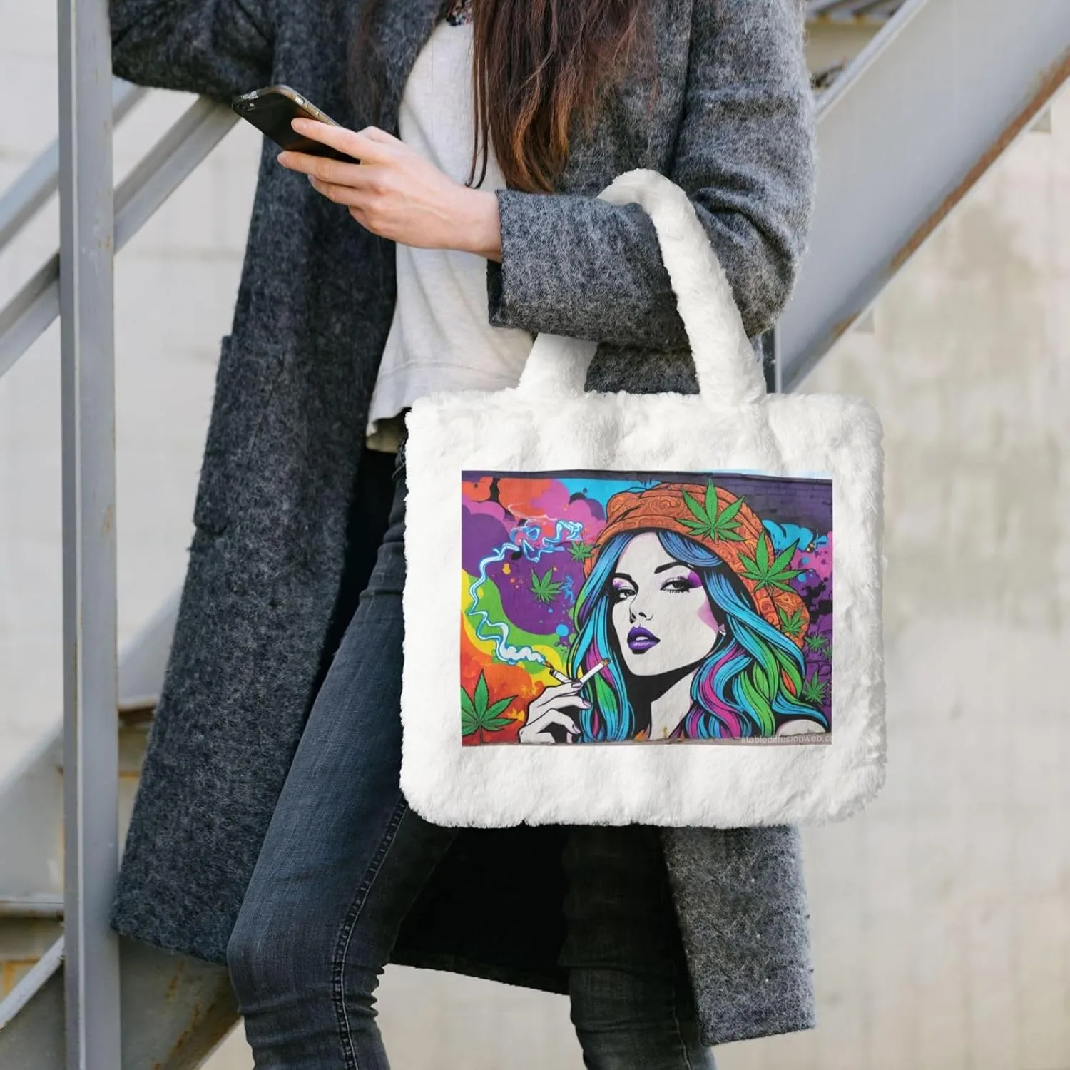 Cute Fuzzy Purse Fluffy Shoulder Bag Plush Furry Tote Bag Aesthetic Purse