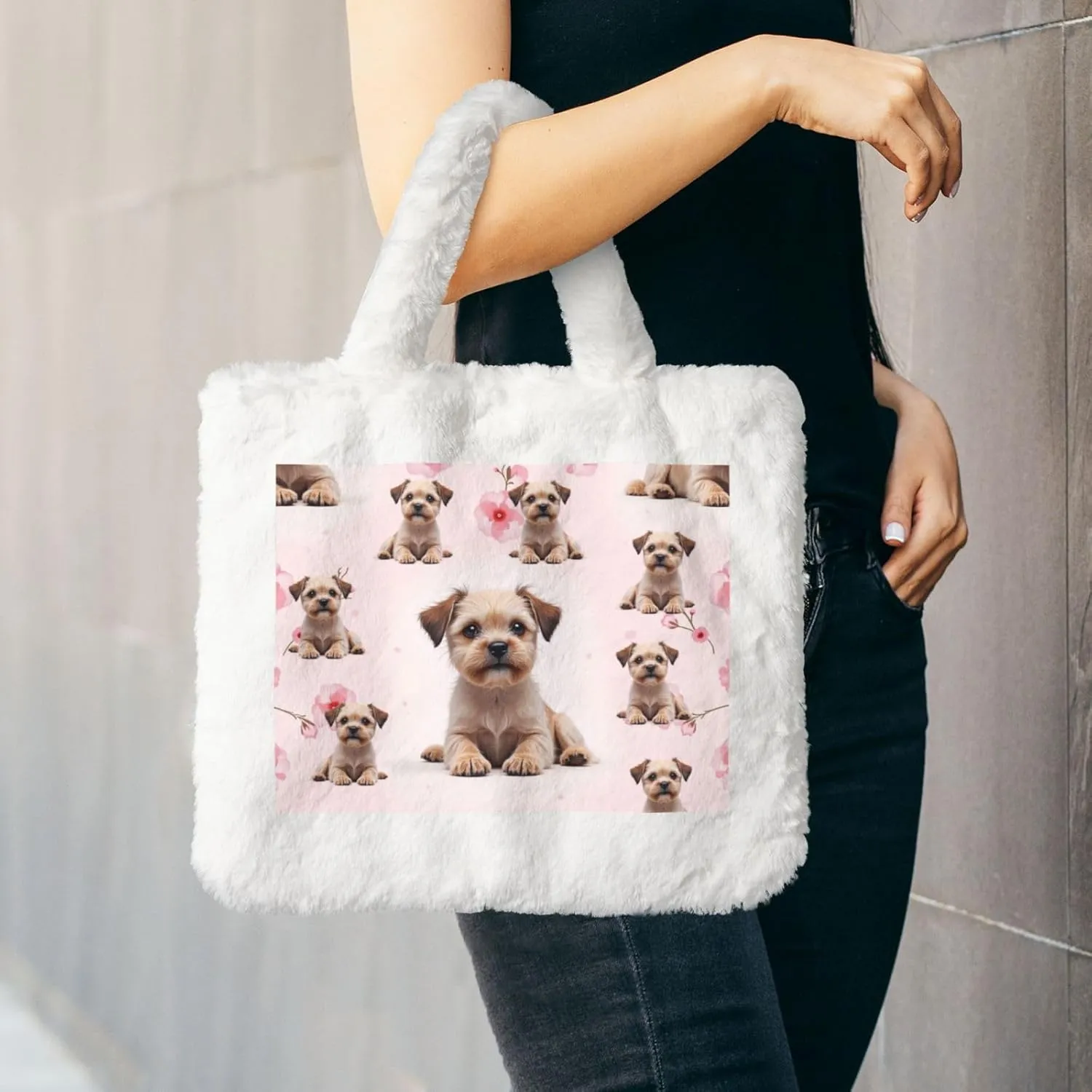 Cute Fuzzy Purse Fluffy Shoulder Bag Plush Furry Tote Bag Aesthetic Purse
