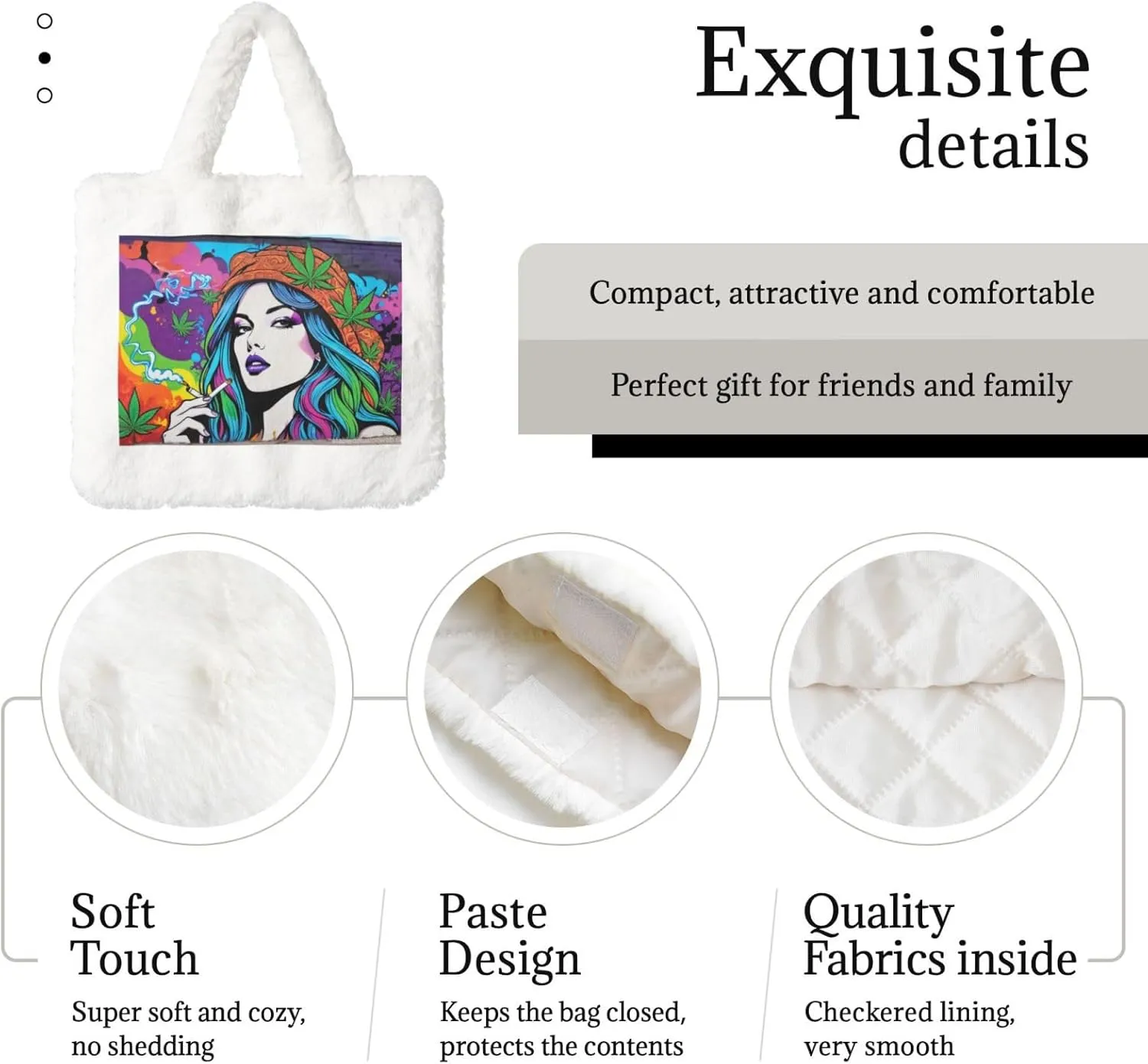 Cute Fuzzy Purse Fluffy Shoulder Bag Plush Furry Tote Bag Aesthetic Purse
