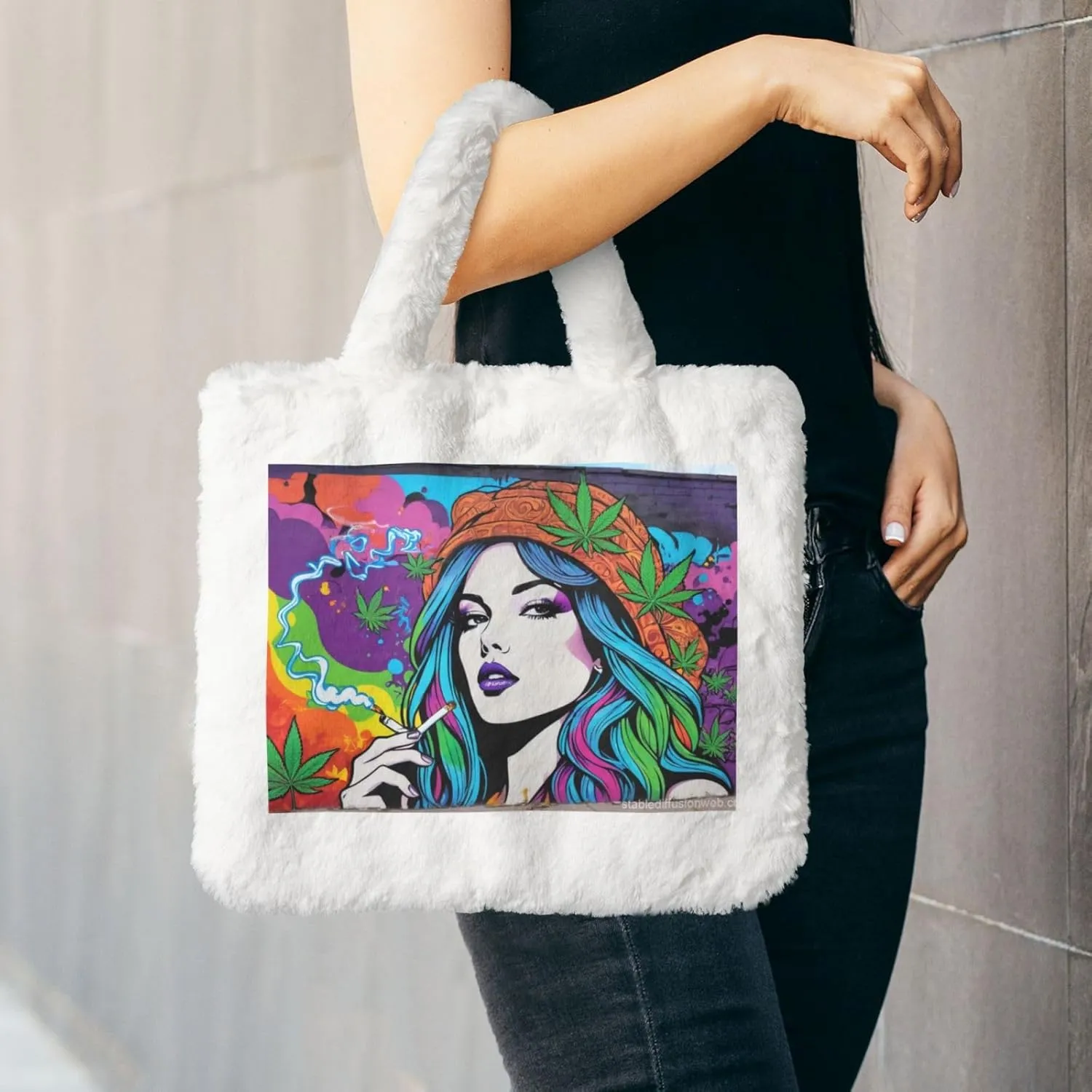 Cute Fuzzy Purse Fluffy Shoulder Bag Plush Furry Tote Bag Aesthetic Purse