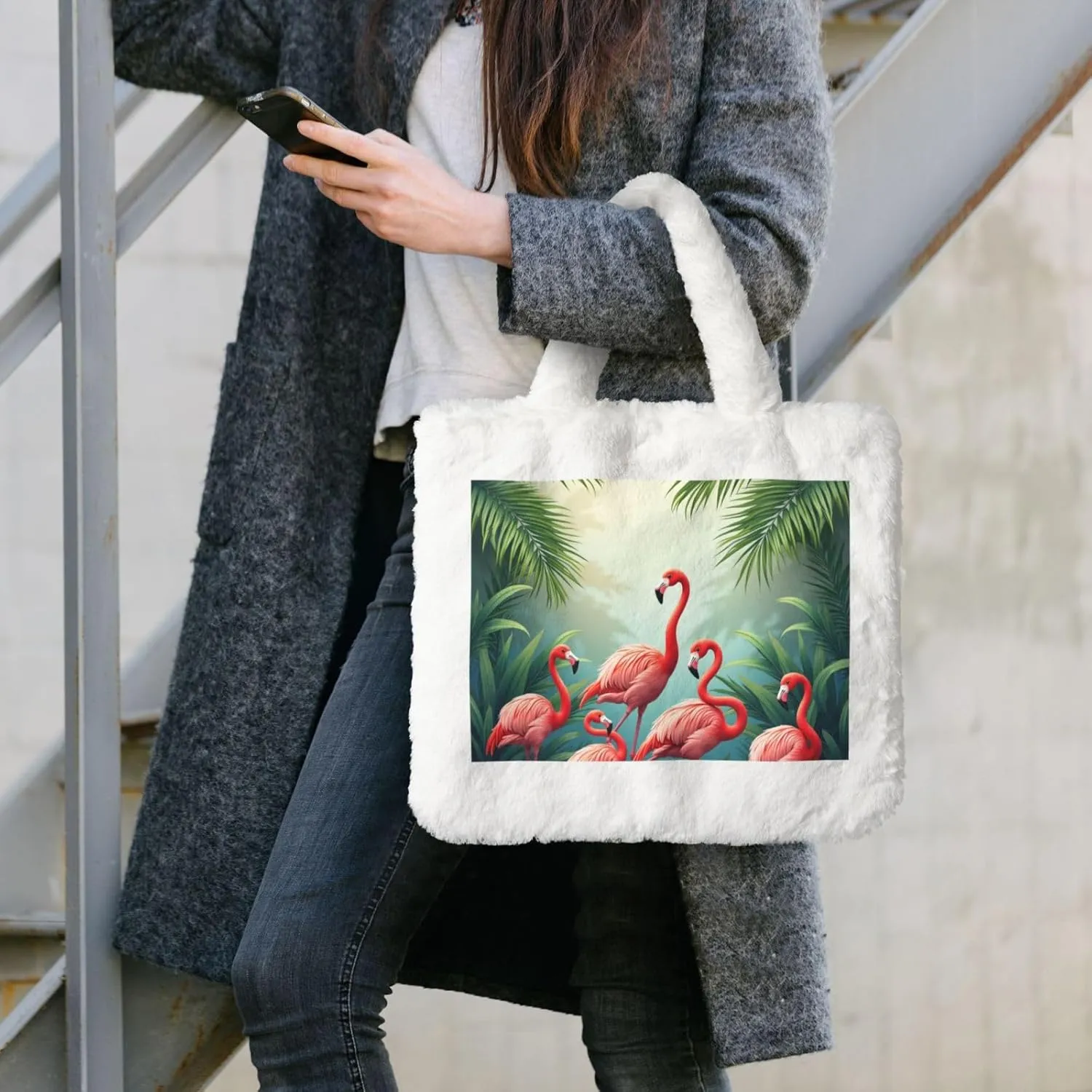 Cute Fuzzy Purse Fluffy Shoulder Bag Plush Furry Tote Bag Aesthetic Purse