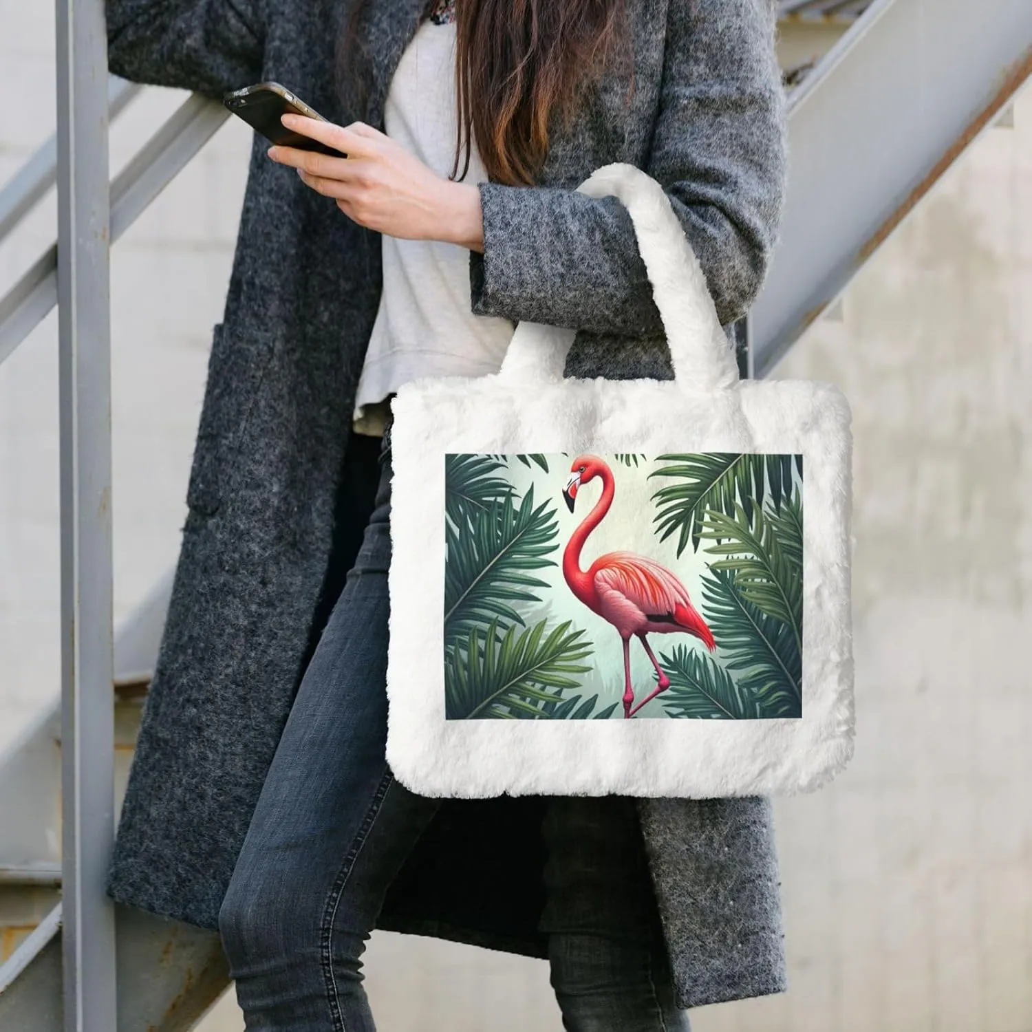 Cute Fuzzy Purse Fluffy Shoulder Bag Plush Furry Tote Bag Aesthetic Purse