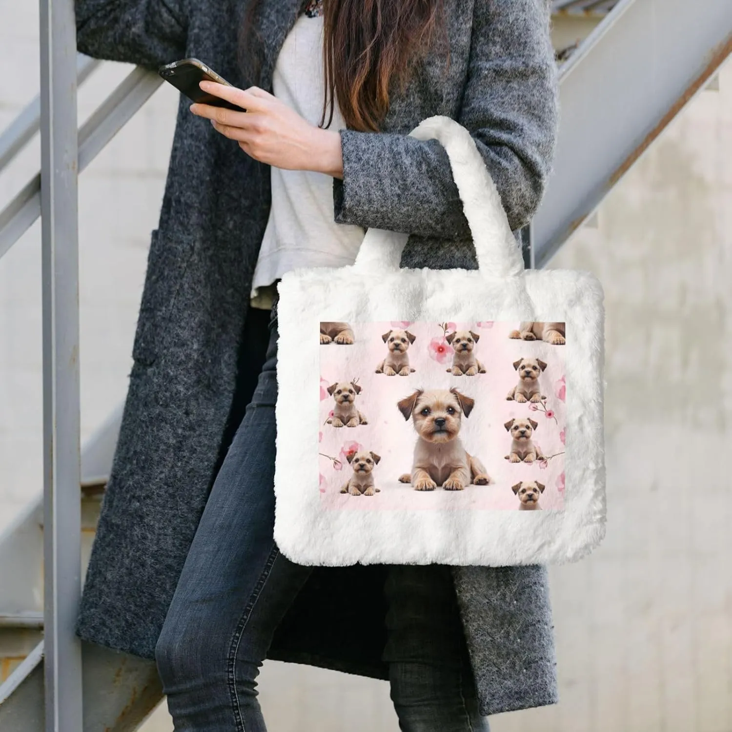 Cute Fuzzy Purse Fluffy Shoulder Bag Plush Furry Tote Bag Aesthetic Purse