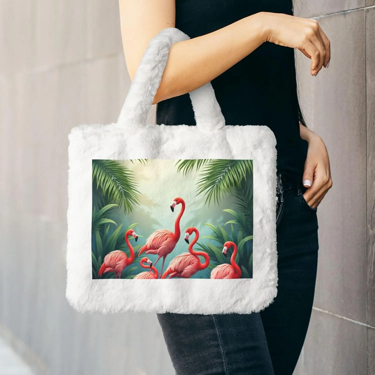 Cute Fuzzy Purse Fluffy Shoulder Bag Plush Furry Tote Bag Aesthetic Purse