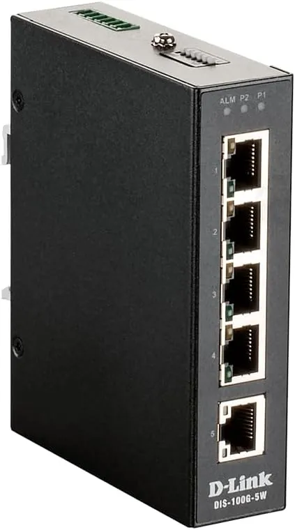 D-Link 5-Port Gigabit Industrial Unmanaged Switch | 5 10/100/1000BASE-T Ports | L2 | Fanless | Plug and Play (DIS-100G-5W)