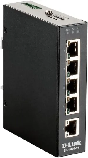D-Link 5-Port Gigabit Industrial Unmanaged Switch | 5 10/100/1000BASE-T Ports | L2 | Fanless | Plug and Play (DIS-100G-5W)