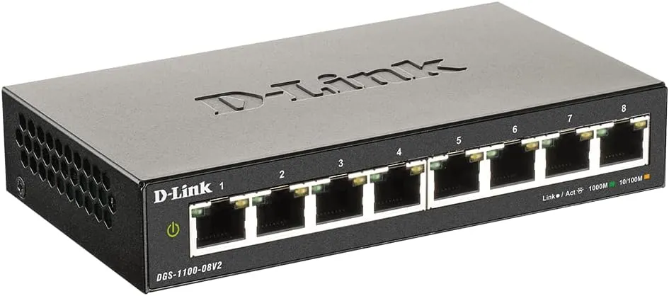 D-Link 8-Port Gigabit Smart Managed Switch | 8 GbE Ports | L2 | VLANs | Cable Diagnostics | Web Managed | Desktop| Fanless | NDAA Compliant | Lifetime Warranty (DGS-1100-08V2)