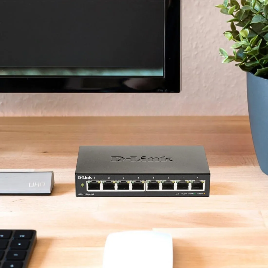D-Link 8-Port Gigabit Smart Managed Switch | 8 GbE Ports | L2 | VLANs | Cable Diagnostics | Web Managed | Desktop| Fanless | NDAA Compliant | Lifetime Warranty (DGS-1100-08V2)