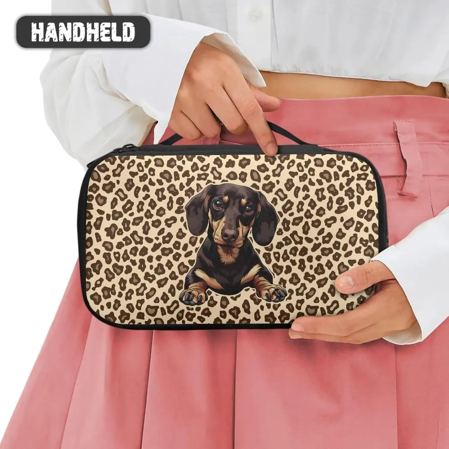 Dachshund Makeup Bags for Women Organizer Large Capacity Makeup Bag with Handles for Ladies Storage Makeup Artist Organizer Bag Allowing You To Showcase Your Personal Style