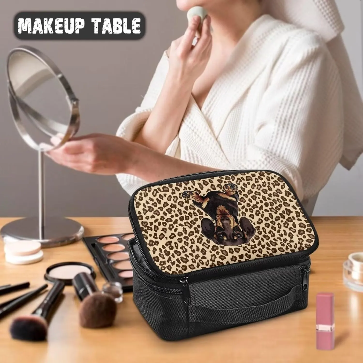 Dachshund Makeup Bags for Women Organizer Large Capacity Makeup Bag with Handles for Ladies Storage Makeup Artist Organizer Bag Allowing You To Showcase Your Personal Style