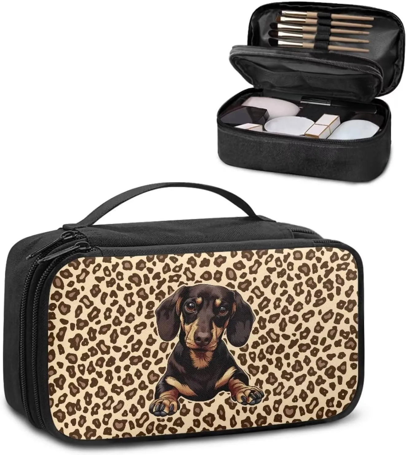 Dachshund Makeup Bags for Women Organizer Large Capacity Makeup Bag with Handles for Ladies Storage Makeup Artist Organizer Bag Allowing You To Showcase Your Personal Style