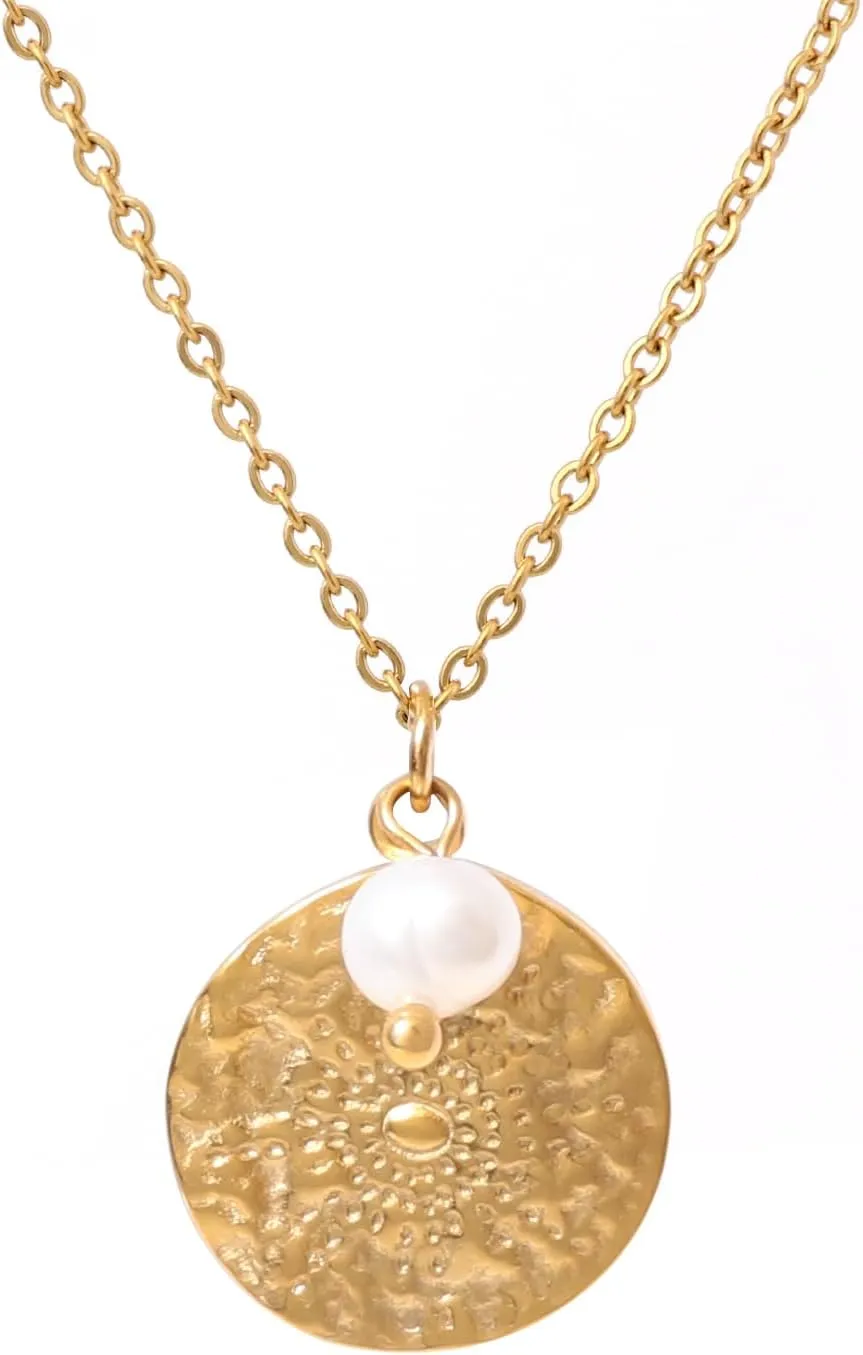 Dainty Freshwater Pearl/Glass Necklace for Women 18K Gold Plated Slidable Teardrop Pendant Jewelry Birthday Gift