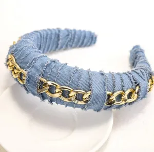 Damaged Denim Headband