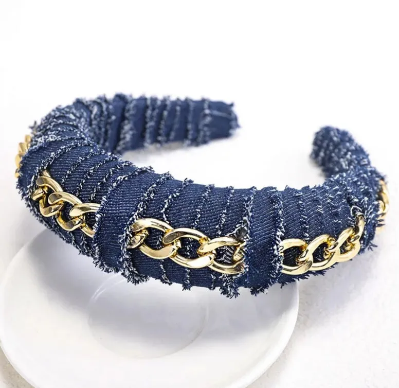 Damaged Denim Headband