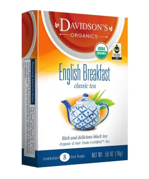 Davidson's Organics, English Breakfast, 8-count Tea Bags, Pack of 12