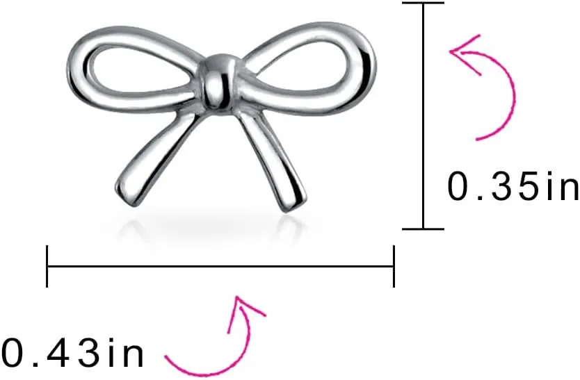 Delicate Simple Dainty Twist Rope Cable Ribbon Birthday Present Bow Stud Earrings Pendant For Women Teens Rose Gold Plated .925 Sterling Silver