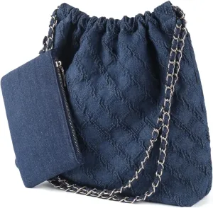 Denim Bags Fashion Design Tote Bags Classic Women's Travel Shoulder Bag Large Capacity Durable Denim Handbag