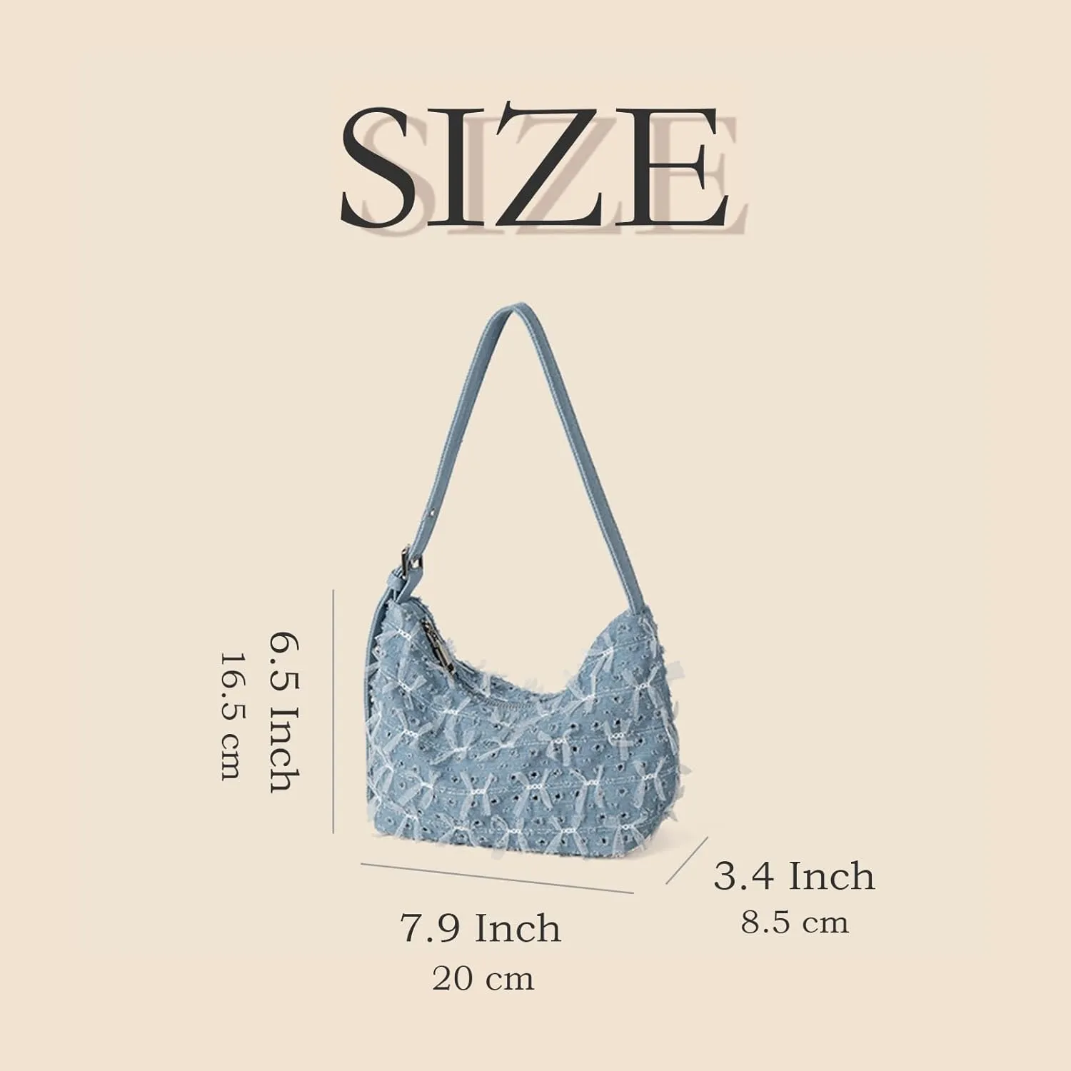 Denim Bow Purse Jean Lace Cute Y2K Handbag for Women Kawaii Casual Roomy Retro Chic Denim Bag