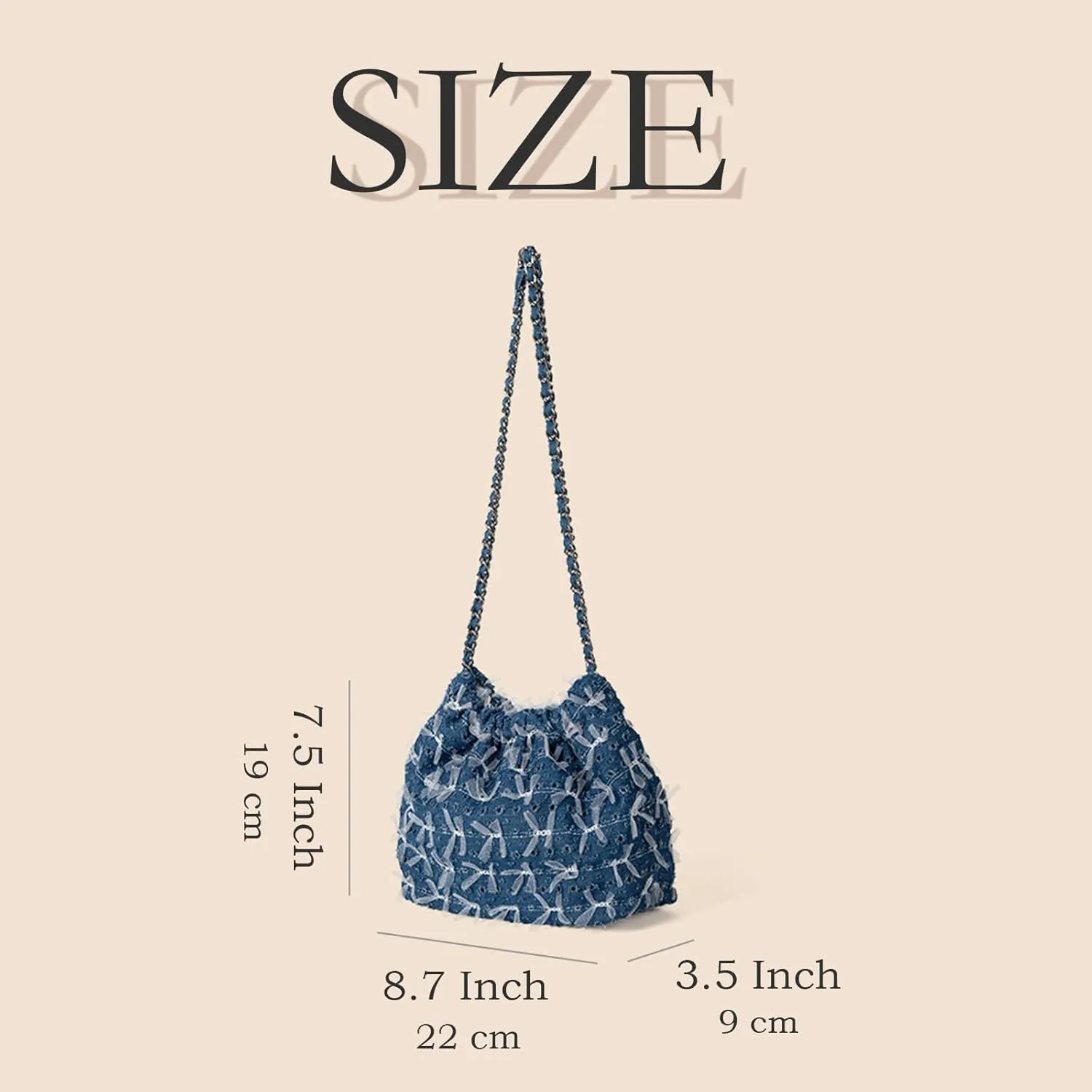 Denim Bow Purse Jean Lace Cute Y2K Handbag for Women Kawaii Casual Roomy Retro Chic Denim Bag