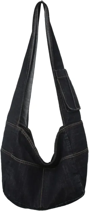 Denim Hobo Bags for Women Retro Jean Shoulder Bag Casual Jean Tote Handbags Vintage Satchel Bags for Teen Girls