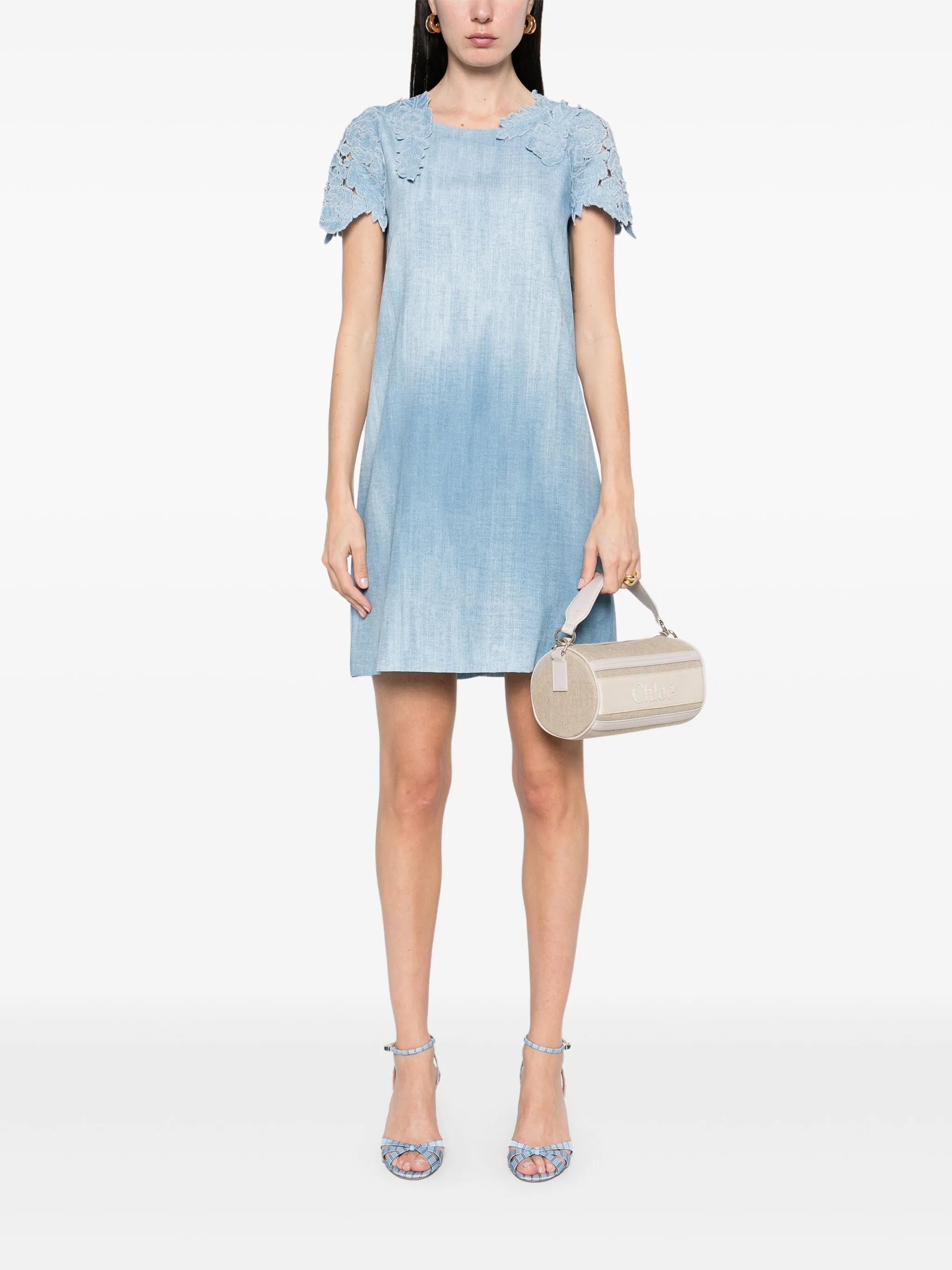 Denim-print Mini Dress