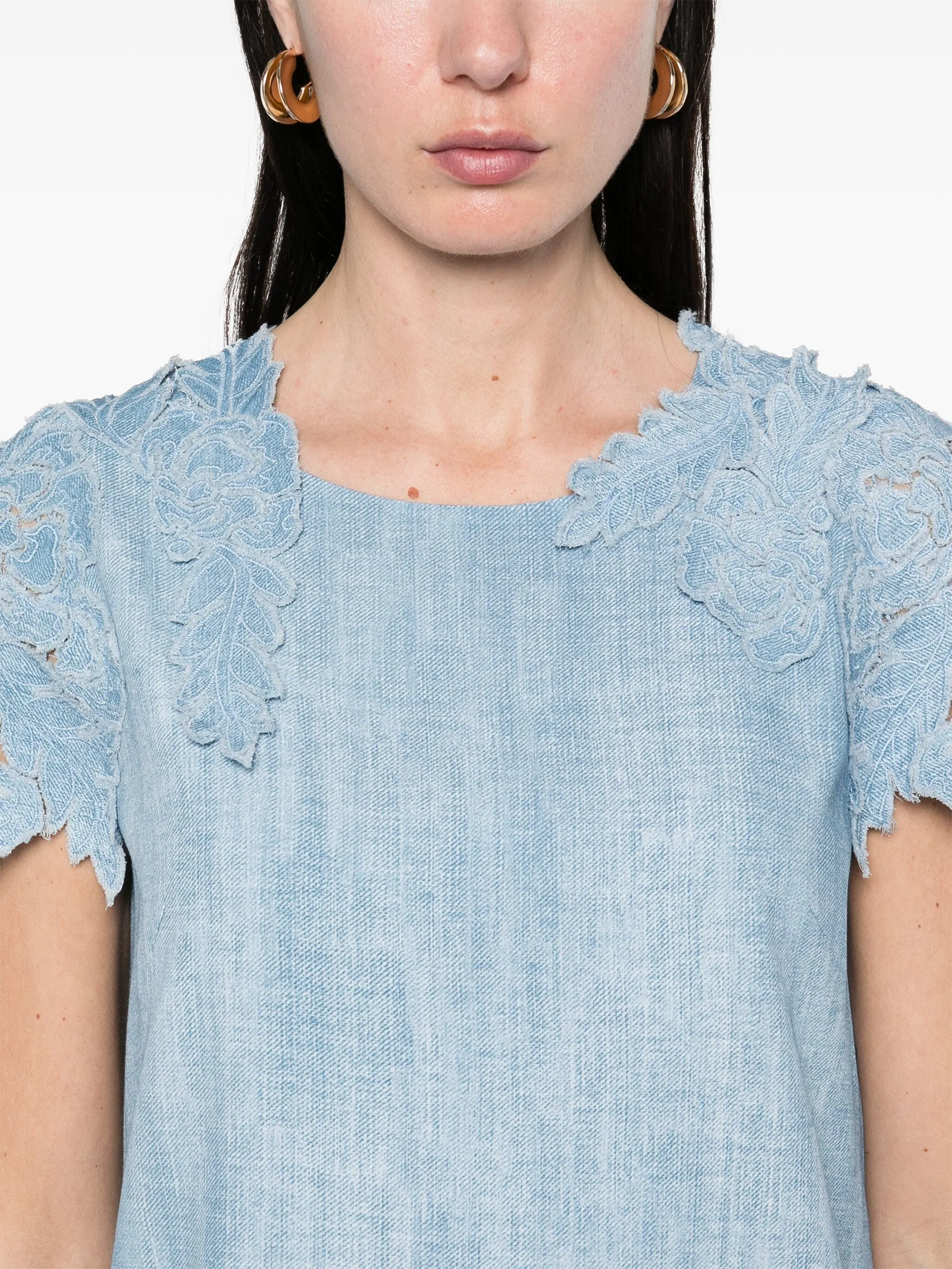 Denim-print Mini Dress