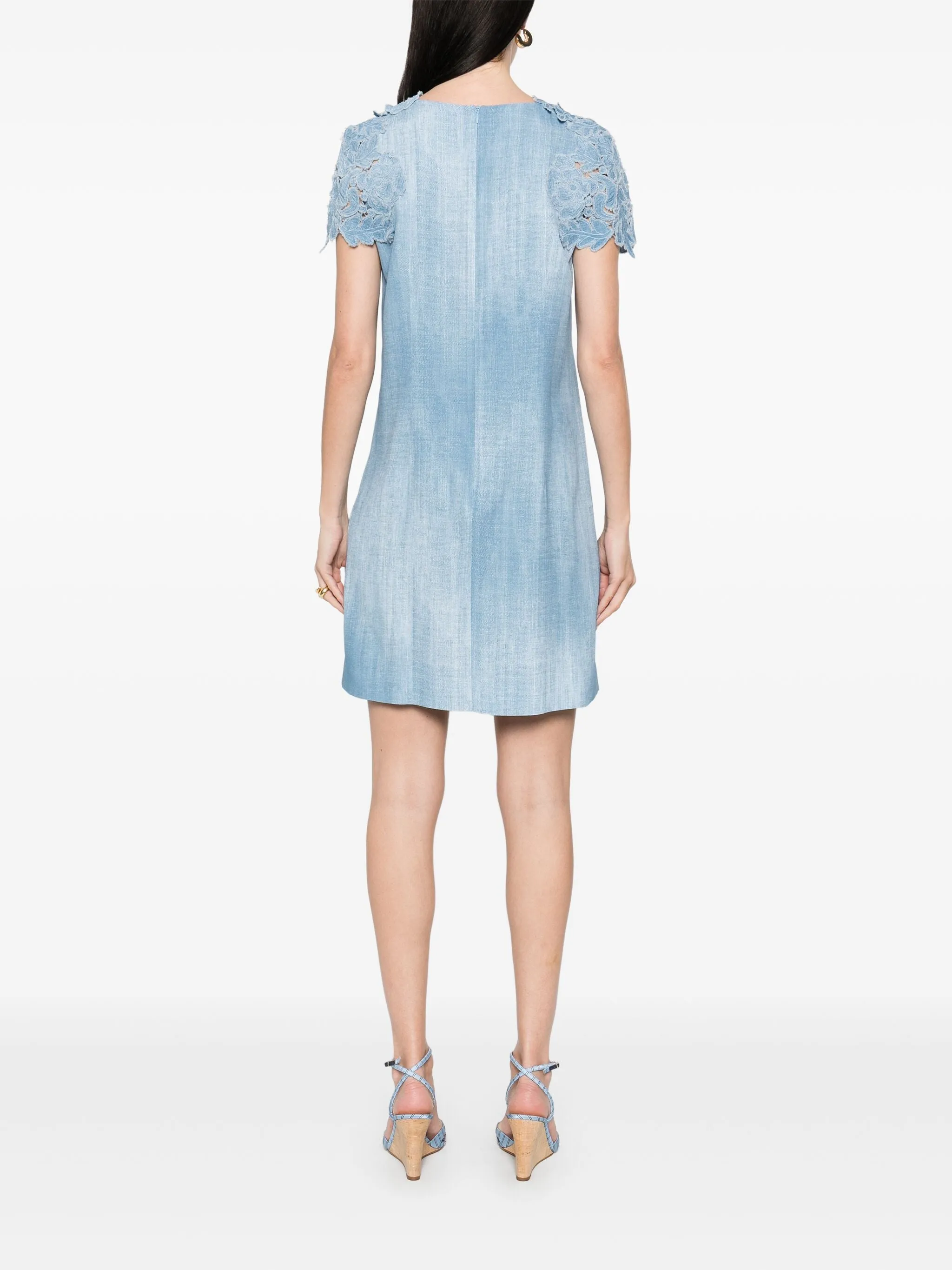 Denim-print Mini Dress