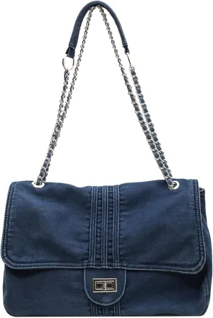 Denim Purse for Women Jean Purses Tote Bag for Womens Handbags Work Bags Jean Shoulder Bag Trendy Crossbody Bags