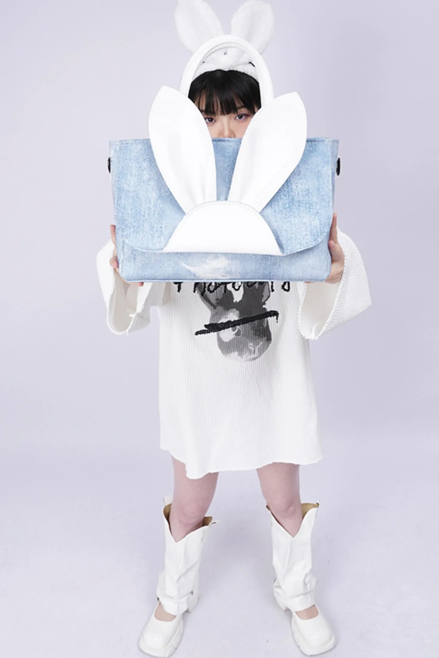 Denim Rabbit Tote Bag