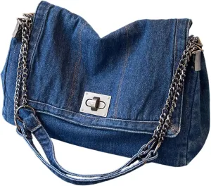 Denim Shoulder Bag for Women Fashionable Hobo Handbag for Outdoor Sports Working