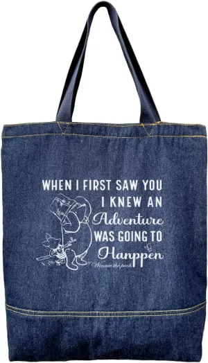 Denim Tote Bag, Denim Handbags for Women, Casual Hobo Tote Shoulder Bags, Retro Aesthetic Handbag, Women's Shopper Shoulder Handbag, When I First Saw You, Adventure Was Going To Happen