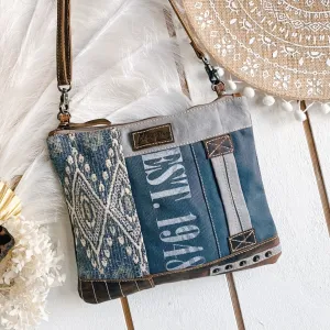 Diamond Blue Boho Canvas n Leather Bag