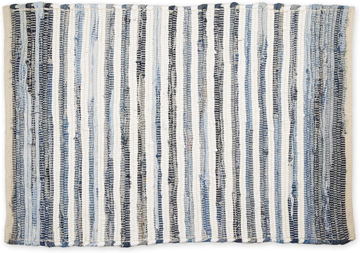 DII Chindi Home Collection Handwoven Multicolor Area Rag Run, 2x3', Denim