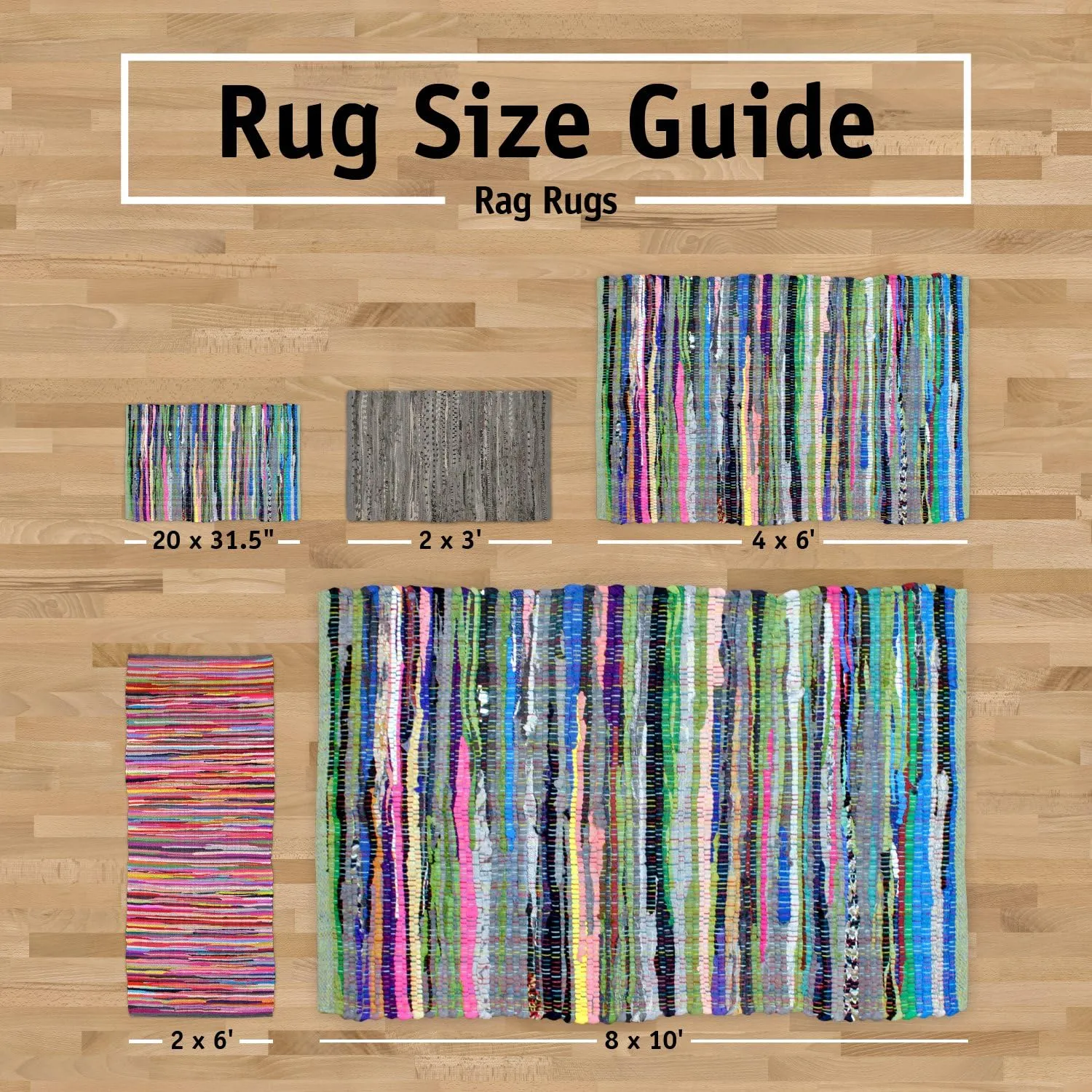 DII Chindi Home Collection Handwoven Multicolor Area Rag Run, 2x3', Denim