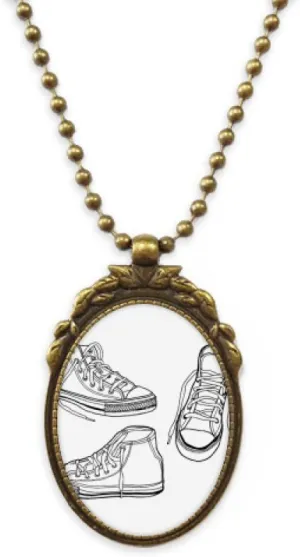 DIYthinker Hand Painted White Canvas Shoes Antique Necklace Vintage Bead Pendant Keychain