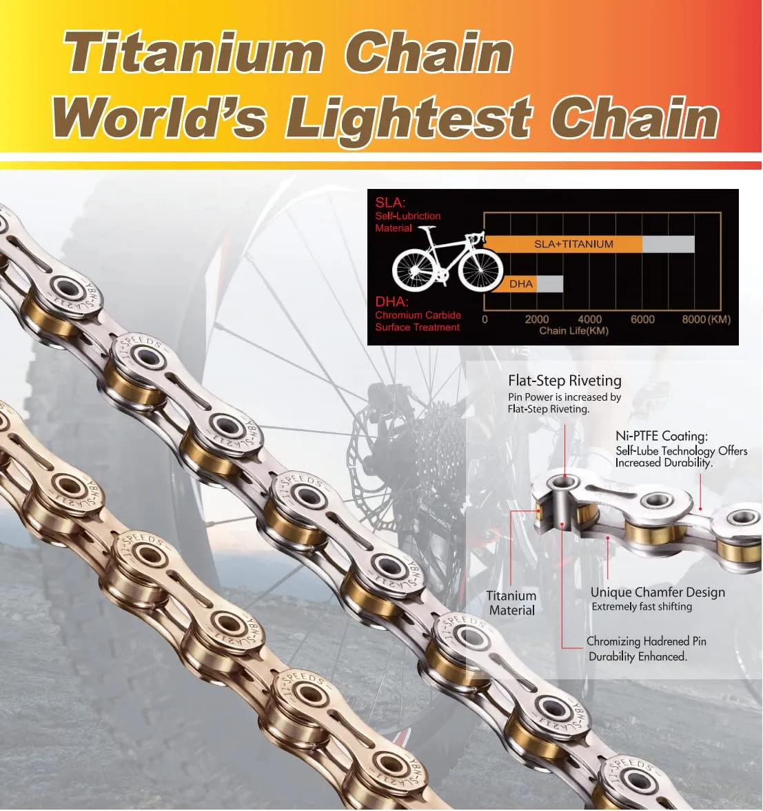 DJC Bike Chain 10 Speed for Road Bike MTB Mountain with Quick Link YBN for Shimano Sram System and KMC
