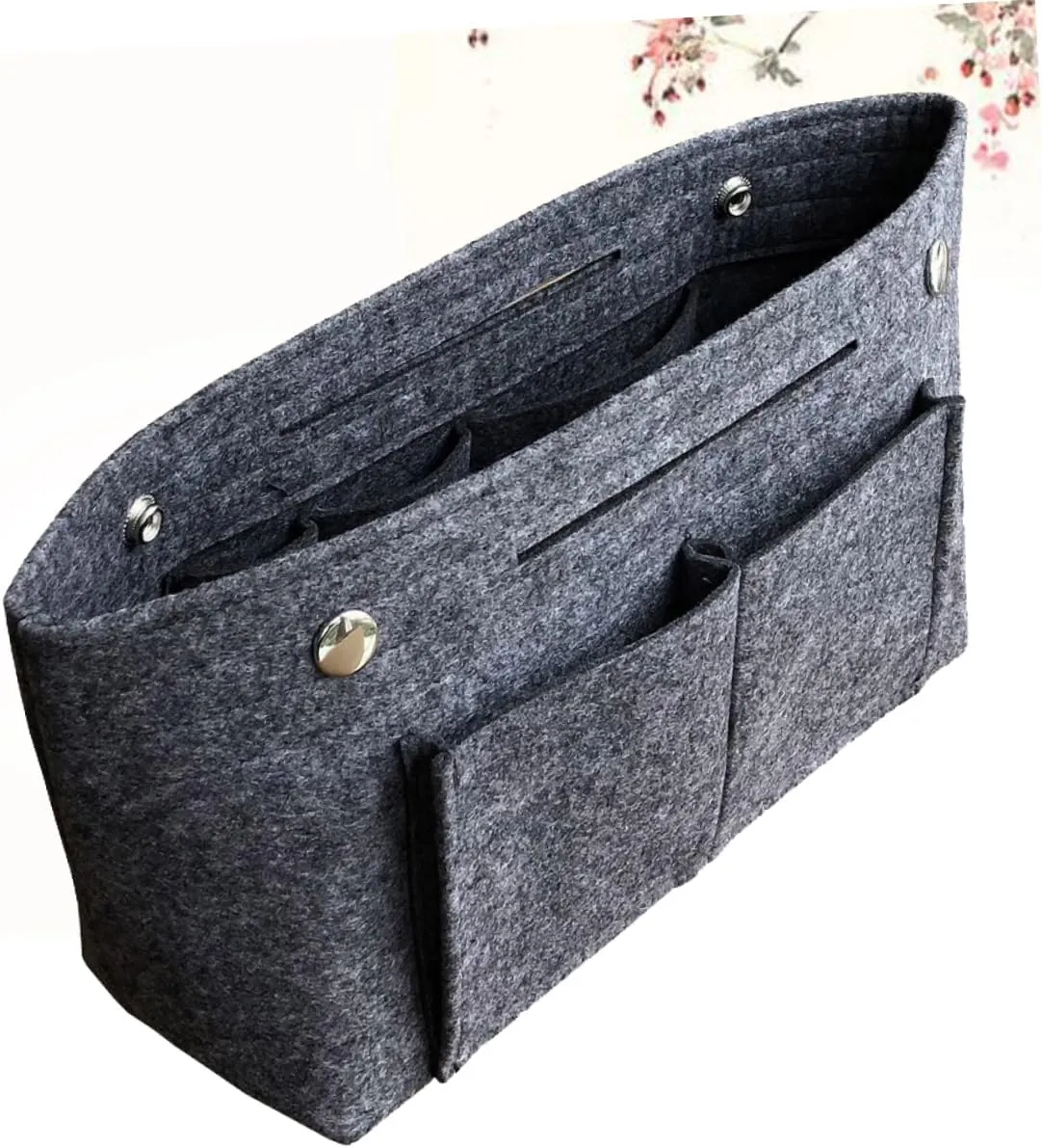 DOITOOL 2 pcs Tote Grey Holdder Toiletry Travel Divider Miss Handbag in for Portable Cosmetic Bag Storage, Dark Greyx3pcs, Size 1x3pcs