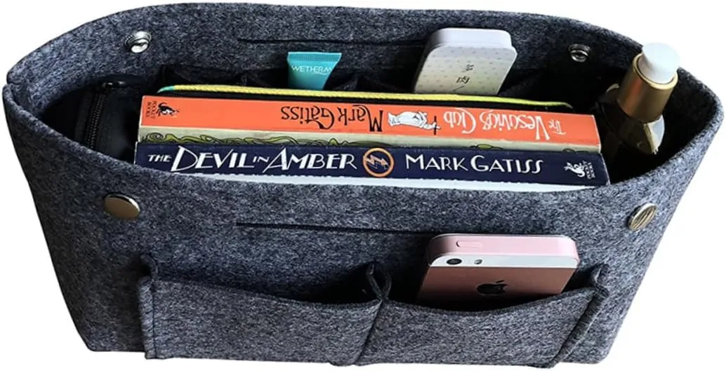 DOITOOL 2 pcs Tote Grey Holdder Toiletry Travel Divider Miss Handbag in for Portable Cosmetic Bag Storage, Dark Greyx3pcs, Size 1x3pcs