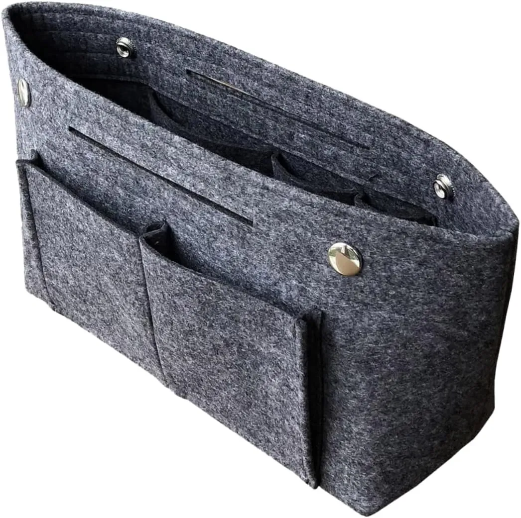 DOITOOL 2 pcs Tote Grey Holdder Toiletry Travel Divider Miss Handbag in for Portable Cosmetic Bag Storage, Dark Greyx3pcs, Size 1x3pcs
