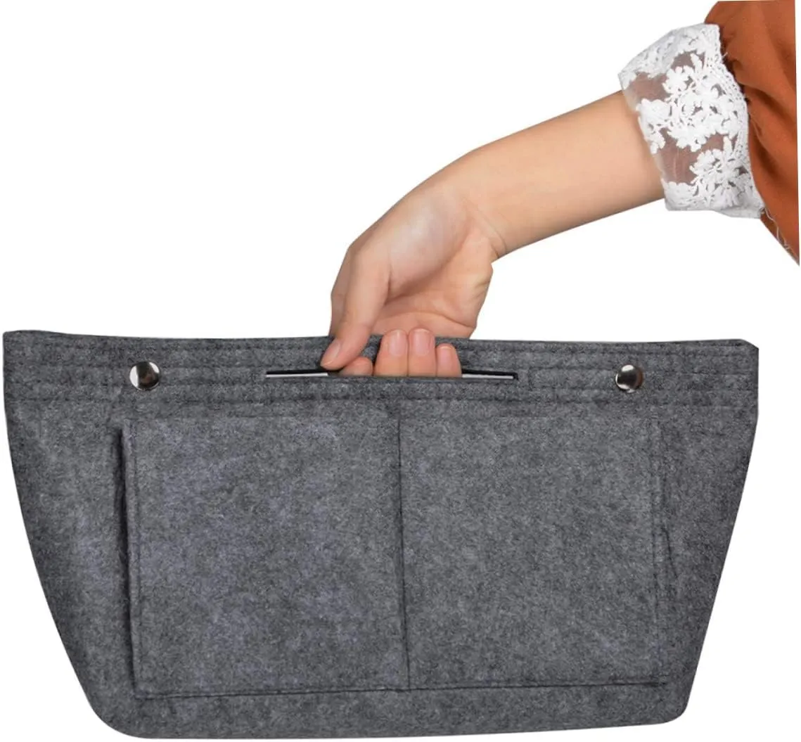DOITOOL 2 pcs Tote Grey Holdder Toiletry Travel Divider Miss Handbag in for Portable Cosmetic Bag Storage, Dark Greyx3pcs, Size 1x3pcs
