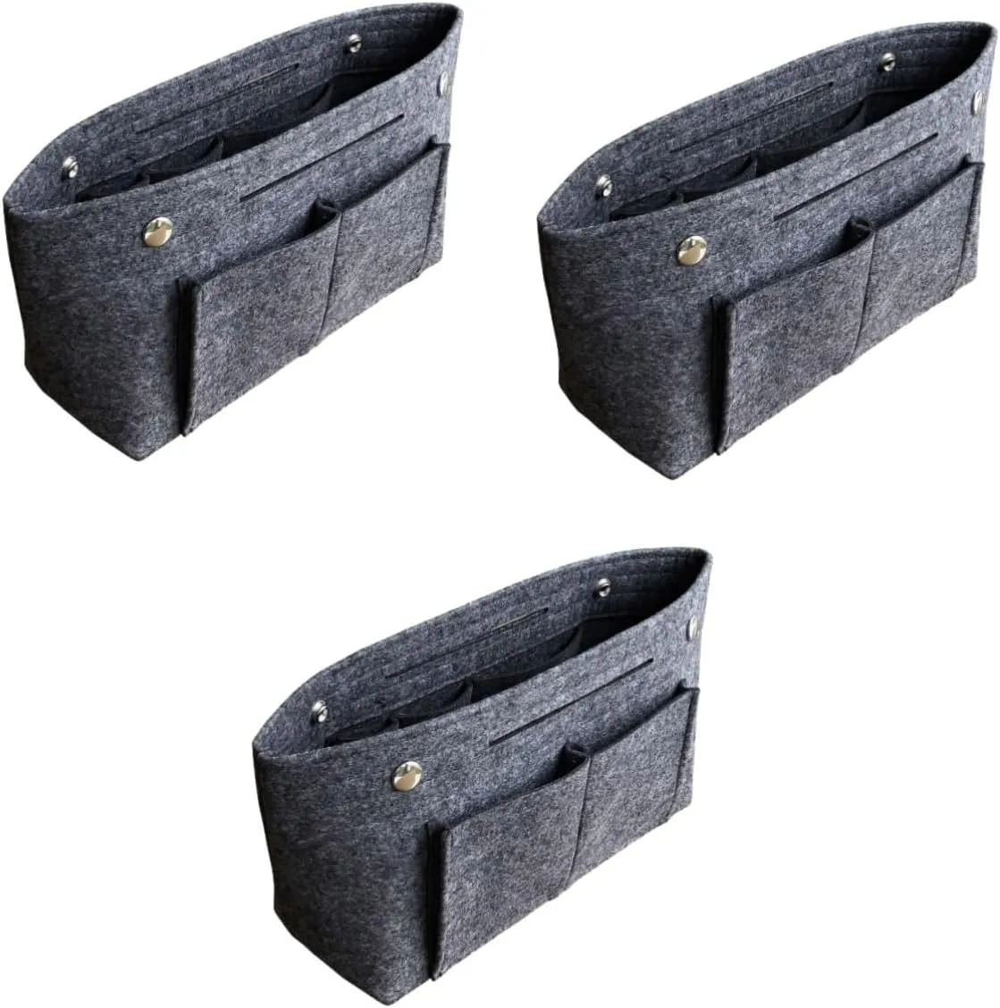 DOITOOL 2 pcs Tote Grey Holdder Toiletry Travel Divider Miss Handbag in for Portable Cosmetic Bag Storage, Dark Greyx3pcs, Size 1x3pcs