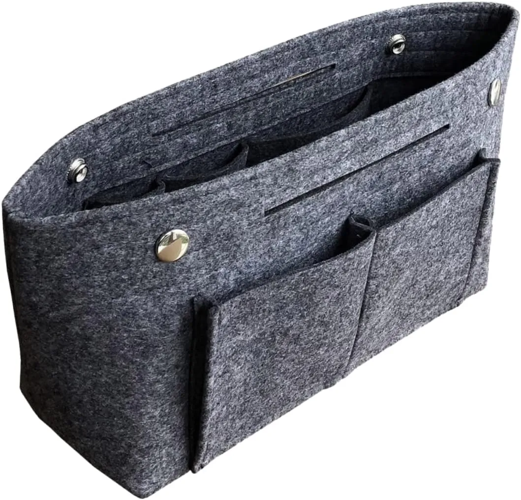 DOITOOL 2 pcs Tote Grey Holdder Toiletry Travel Divider Miss Handbag in for Portable Cosmetic Bag Storage, Dark Greyx3pcs, Size 1x3pcs