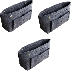 DOITOOL 2 pcs Tote Grey Holdder Toiletry Travel Divider Miss Handbag in for Portable Cosmetic Bag Storage, Dark Greyx3pcs, Size 1x3pcs