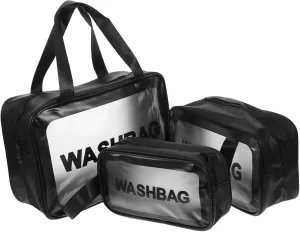DOITOOL Roll Up Cosmetic Travel Bag 3Pcs Toiletry Bag Set Fashion Travel Makeup Bag for Women, Black, 30.50X20.50X10.50CM