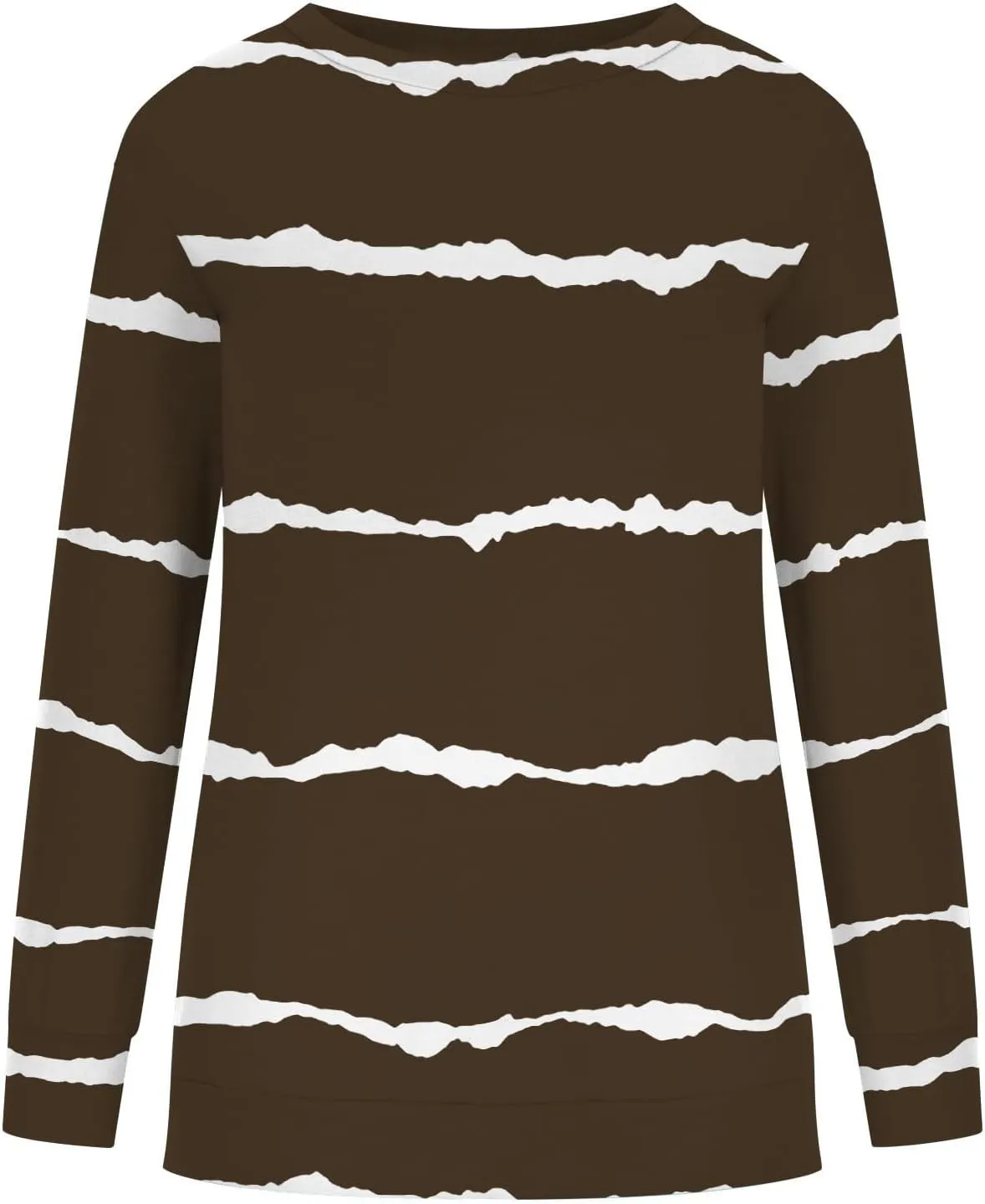 DOLKFU Sweatshirt for Women 2023 Fashion Long Sleeve Crewneck Shirts Blouse Striped Print Tops Casual Loose Blouses