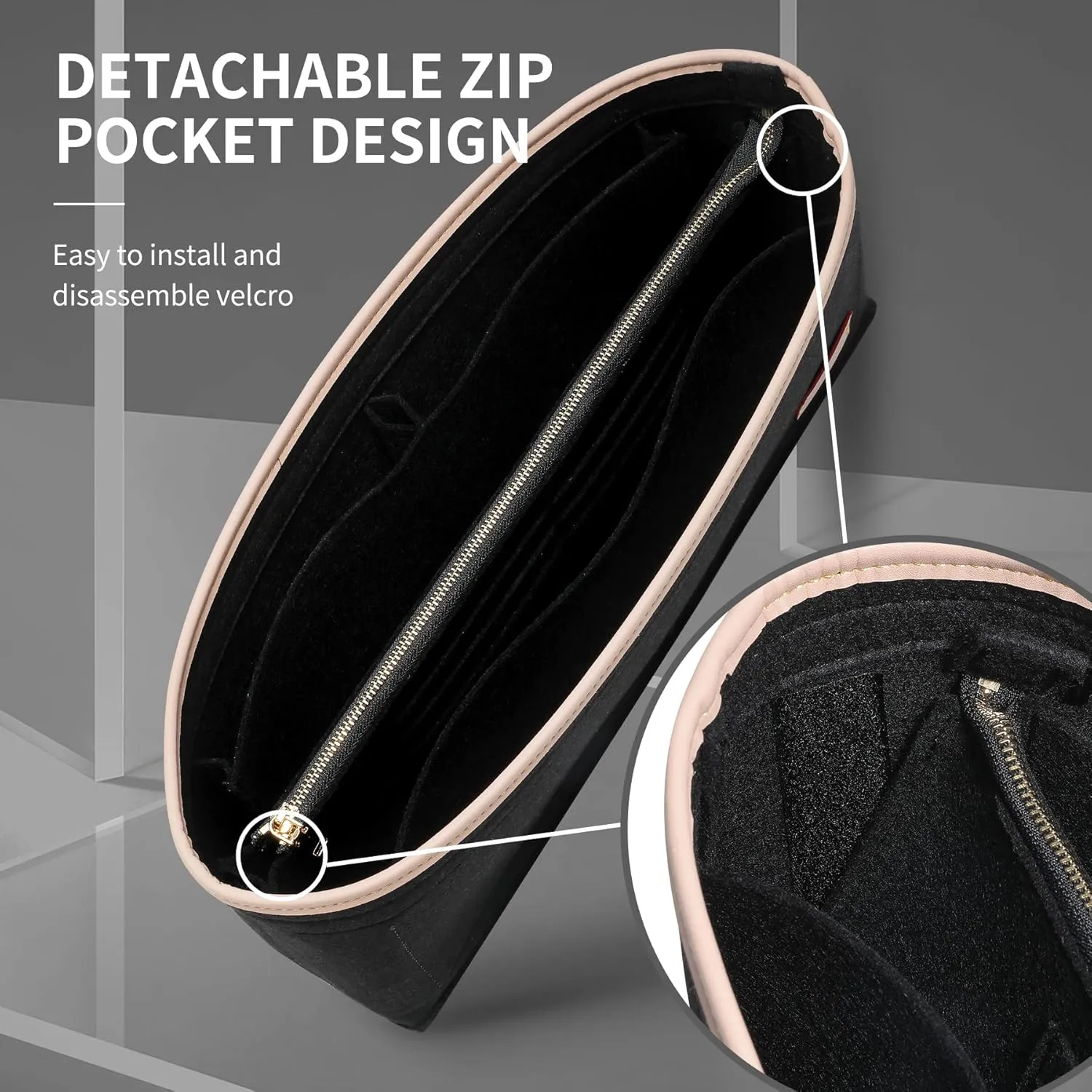 Doxo Purse Organizer Insert & Base Shaper, Felt Handbag & Tote Bag Fit LV Graceful MM More(Black,SL)