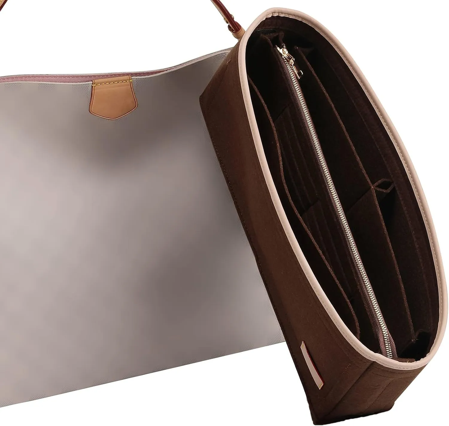 Doxo Purse Organizer Insert & Base Shaper, Felt Handbag & Tote Bag Fit LV Graceful MM More(Brown,SL)
